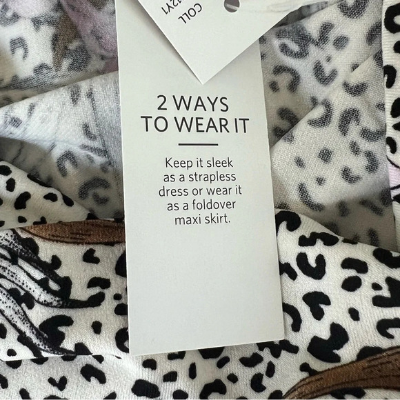 WHBM Strapless Convertible Matte Jersey Dress Maxi Skirt Sunset Floral Animal - Picture 15 of 16